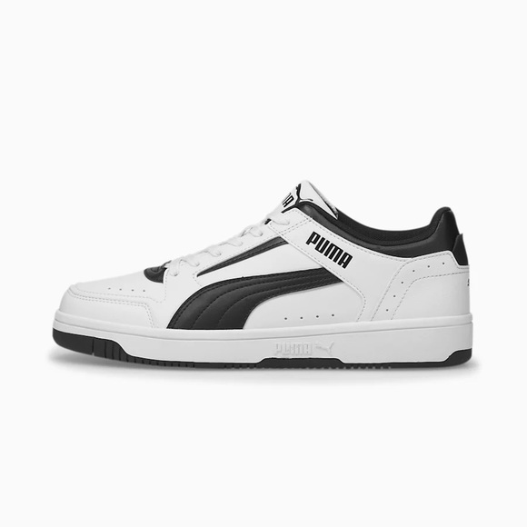 Puma Rebound Joy Low Sneakers Men’s White and Black Low Top Lace Up Sneakers New - Picture 2 of 8